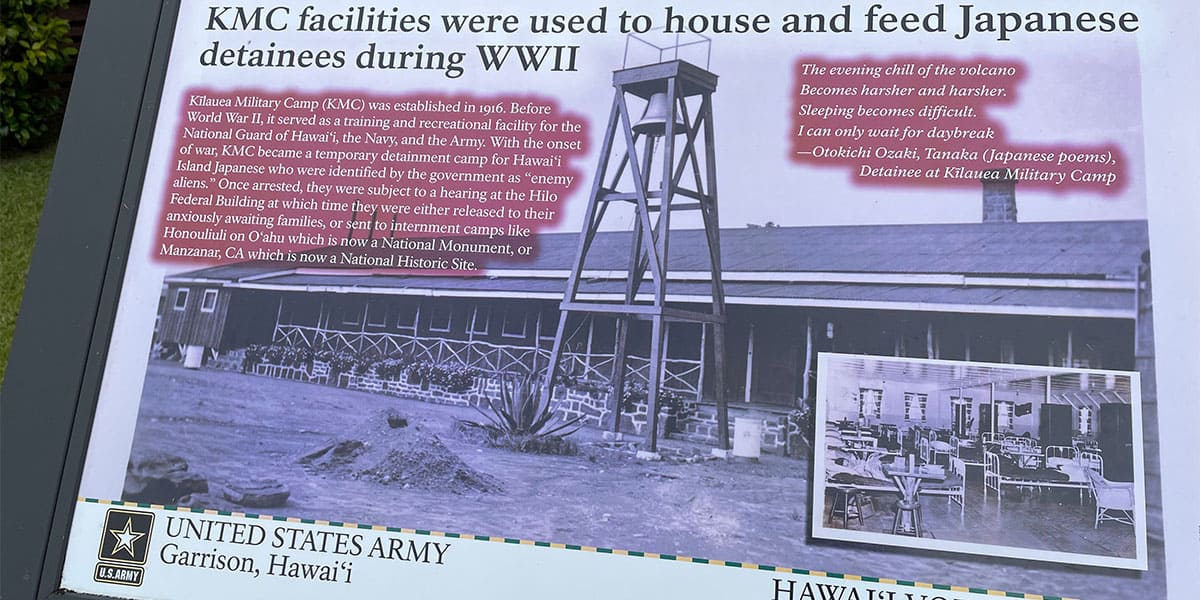 An informational sign at Kilauea Military Camp