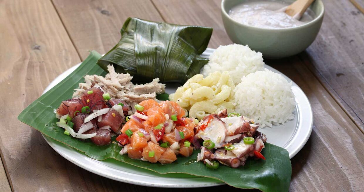 Traditional Hawaiian food on a plate