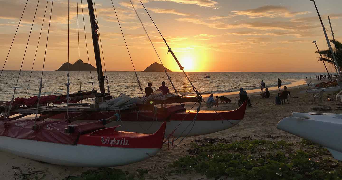 Sunrise and boats on Oahu