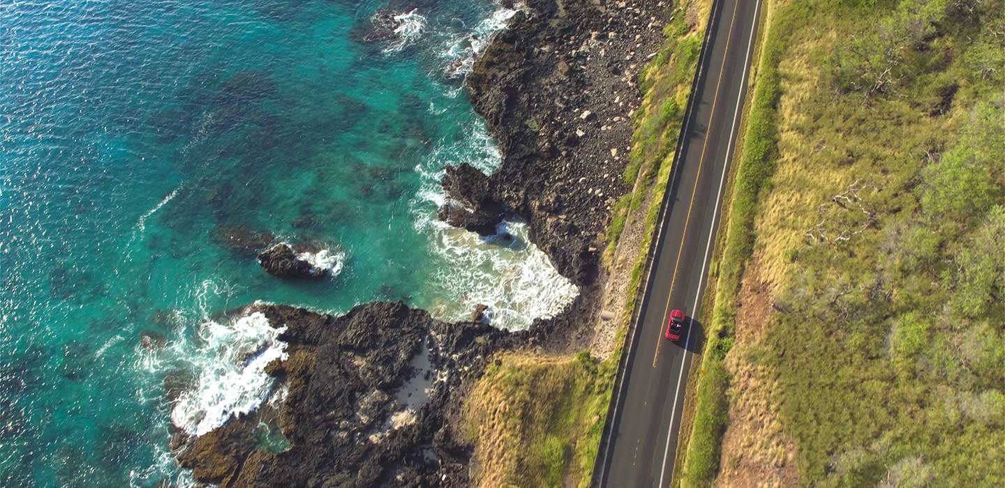 Aerial view of a road on the Big Island of Hawaii