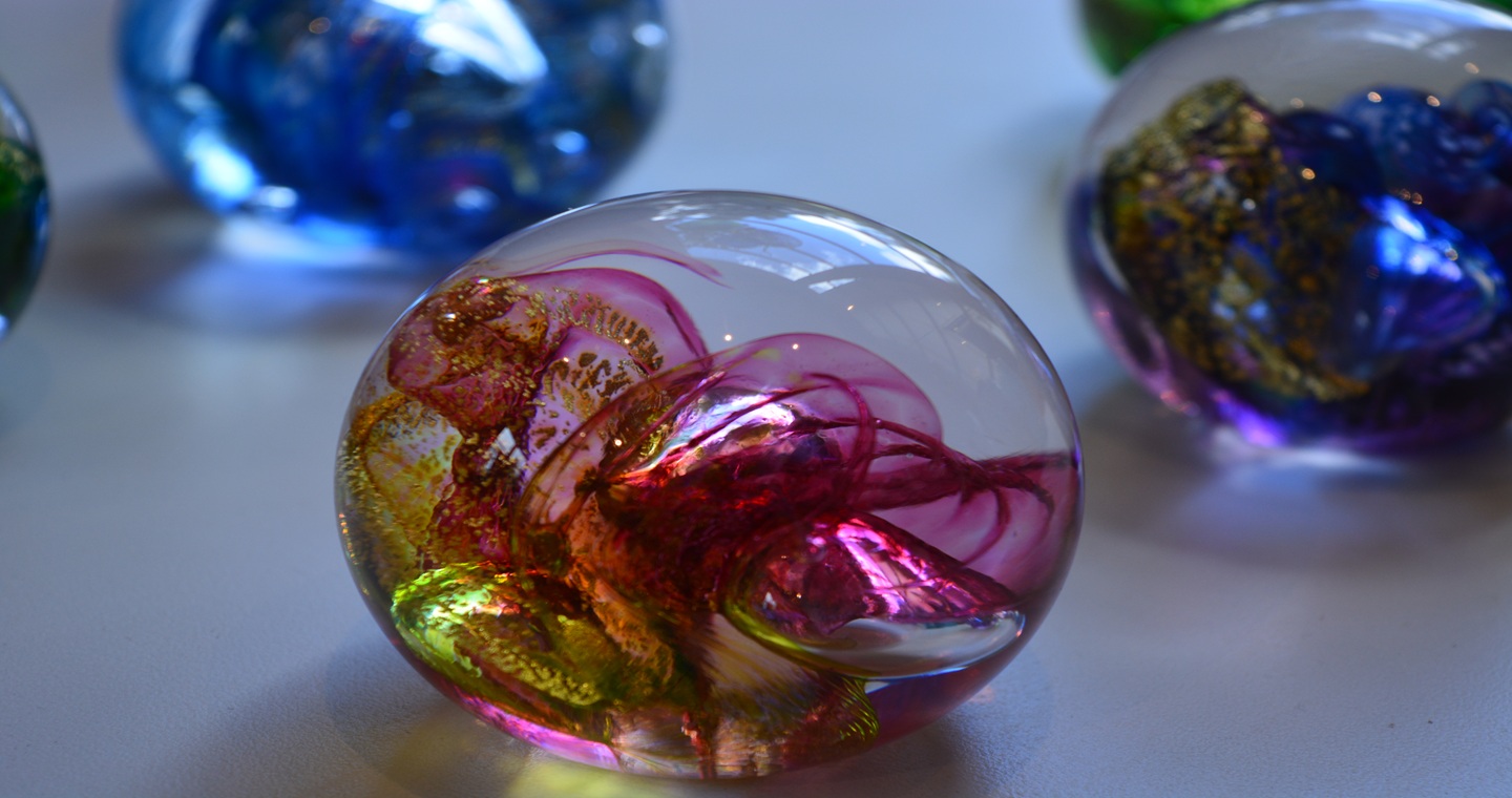 Hawaiian blown glass art from 2400 Fahrenheit, an art studio in Volcano, HI