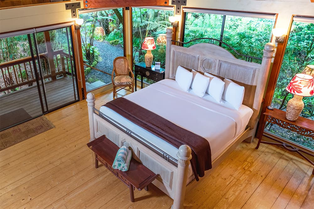 View of the King bed in Mauna Loa from the upper loft