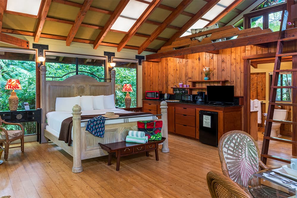 Mauna Loa bed and kitchenette