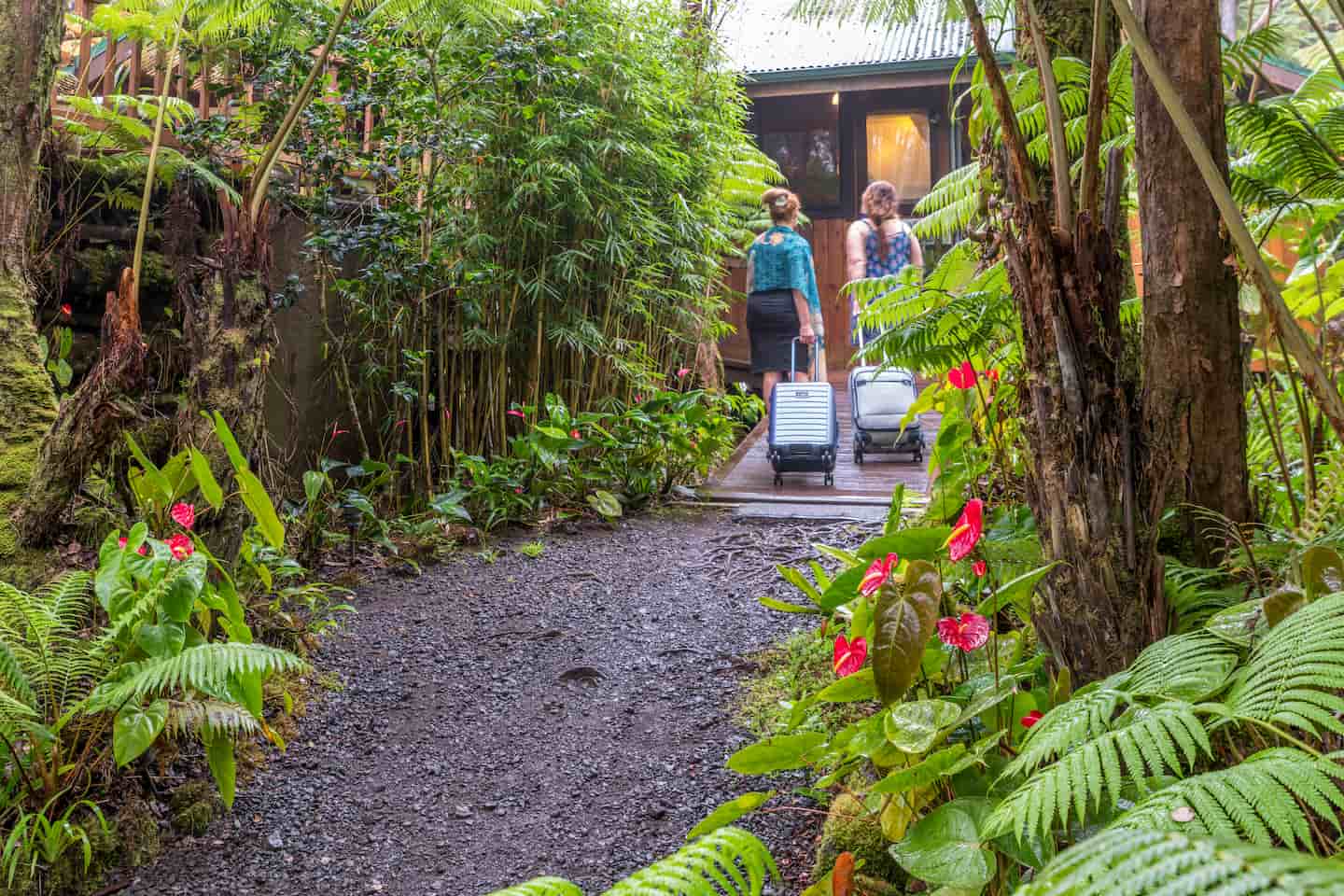 Guests checking into our Big Island bed and breakfast