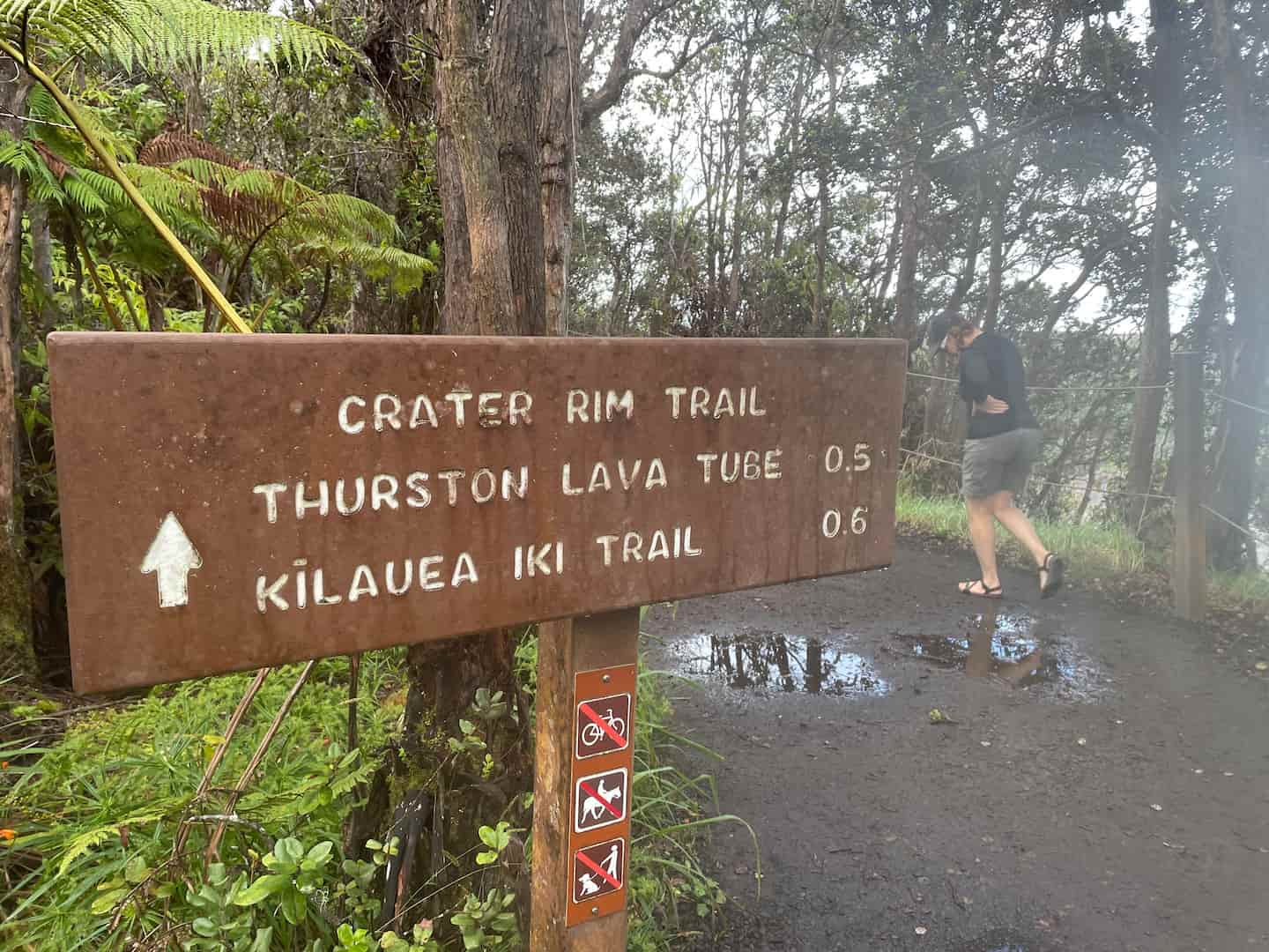 A trail sign at Hawaii Volcanoes National Park